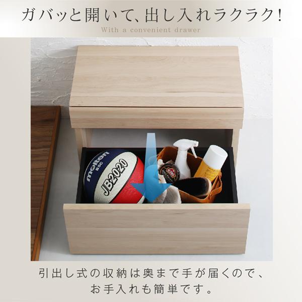 ガバっと収納 座れる 玄関収納 ベンチ 高さ４１ｃｍ 木製 玄関ベンチ 椅子 北欧 引き出し 収納ボックス ストッカー キャスター付き 幅６０ qの画像