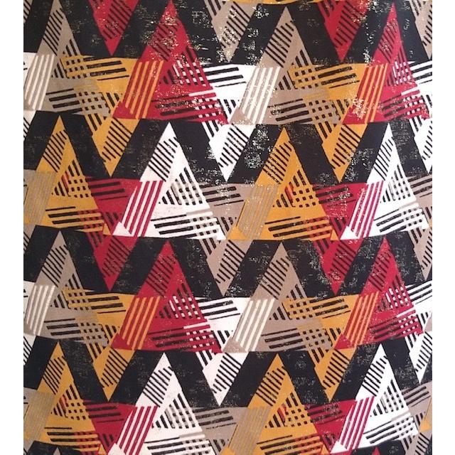 SASSIA レッドマスタードカラー幾何学柄七分袖ワンピース : NOCTURNE  