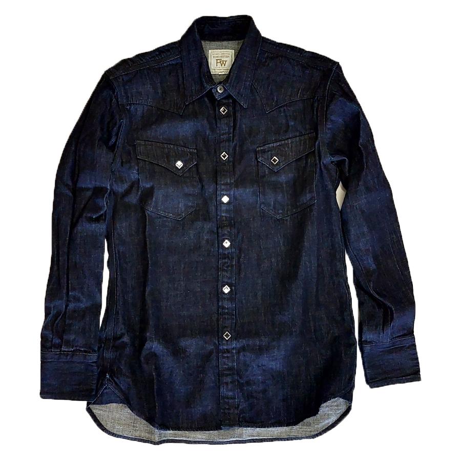 ONE WASH ストレッチ ウエスタン シャツ　ジャケット　デニム生地 ONE WASH ストレッチ ウエスタン シャツジャケットデニム生地