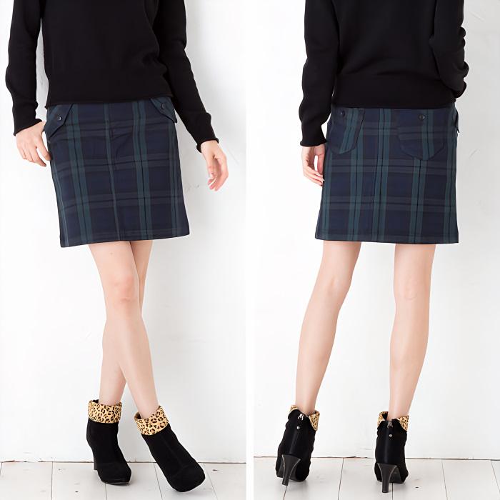 ブラックウォッチ チェック柄 スカート ストレッチ レディース NOD キャンセル返品交換不可 | NOD | 01