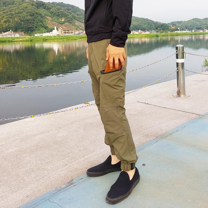 4ウェイストレッチ ジョガーカーゴパンツ 接触冷感 軽量 ウエストゴム 