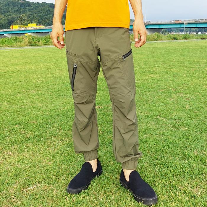 4ウェイストレッチ ジョガーカーゴパンツ 接触冷感 軽量 ウエストゴム 