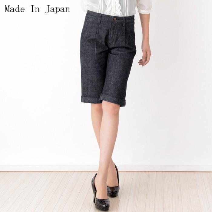 デニムハーフパンツ 日本製 2wayストレッチ 5分丈パンツ 膝丈 レディース 送料無料 メール便 備後 福山のデニム 23original 通販 Yahoo ショッピング