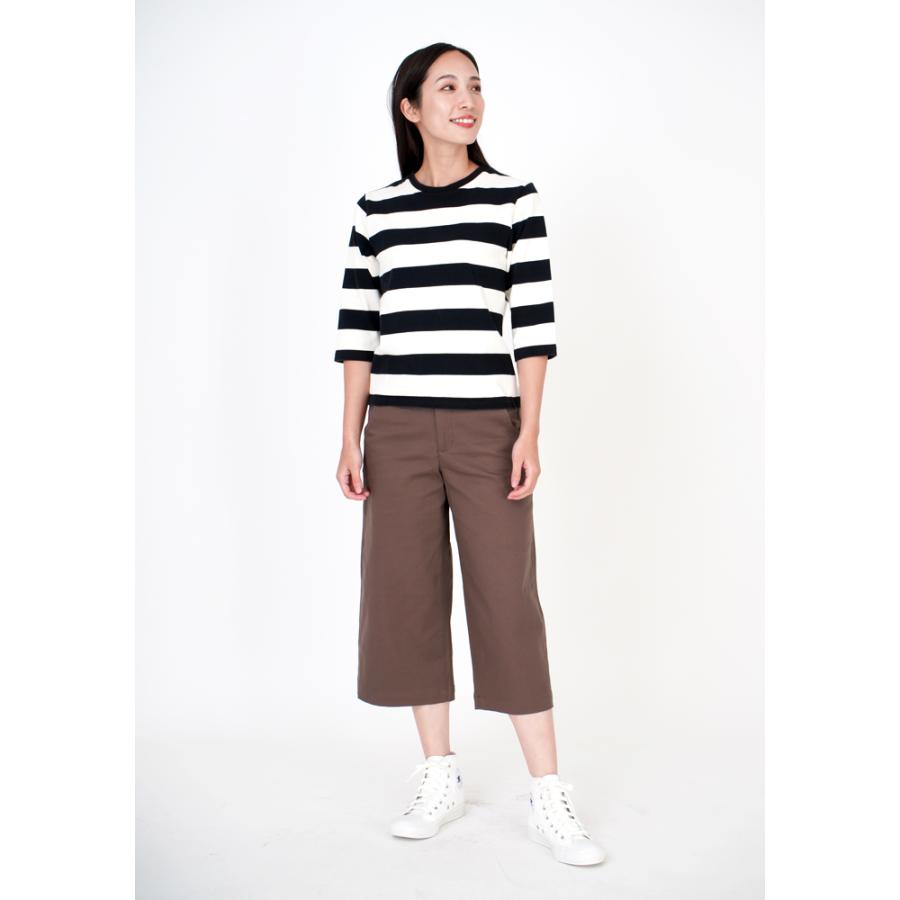 ストレッチツイル ミドル丈ワイドパンツ レディース パンツ ストレッチ ゆったり ワイド ガウチョ 7分丈 春 夏 秋 冬 綿 ツイル NOD | NOD | 12