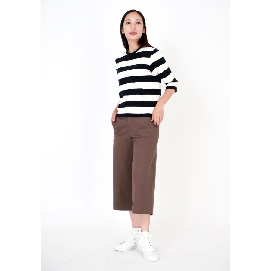 ストレッチツイル ミドル丈ワイドパンツ レディース パンツ ストレッチ ゆったり ワイド ガウチョ 7分丈 春 夏 秋 冬 綿 ツイル NOD | NOD | 15