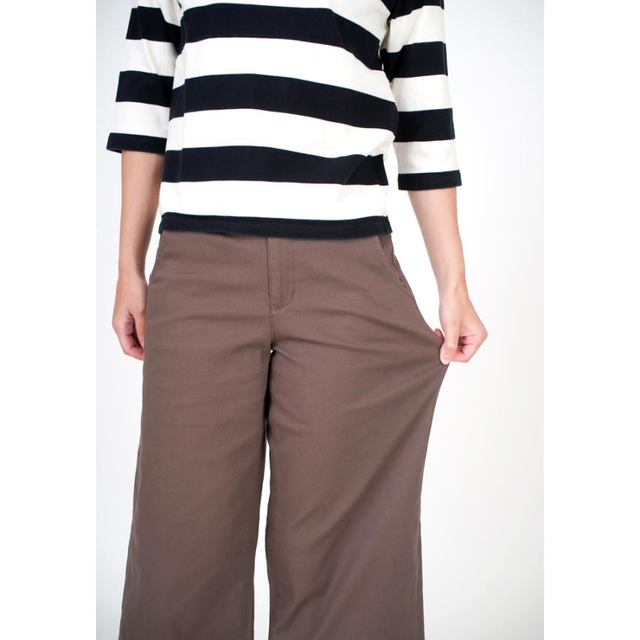 ストレッチツイル ミドル丈ワイドパンツ レディース パンツ ストレッチ ゆったり ワイド ガウチョ 7分丈 春 夏 秋 冬 綿 ツイル NOD | NOD | 16