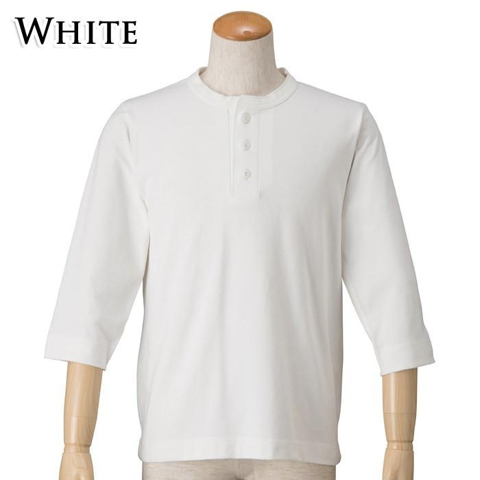 ヘンリーネック Tシャツ ヘビーウェイト コーマ糸 7分袖 無地 ブラック ホワイト メンズ レディース 男女兼用 EAGLE STAR | EAGLE STAR（ファッション） | 02