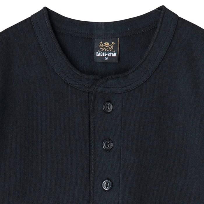 ヘンリーネック Tシャツ ヘビーウェイト コーマ糸 7分袖 無地 ブラック ホワイト メンズ レディース 男女兼用 EAGLE STAR | EAGLE STAR（ファッション） | 03