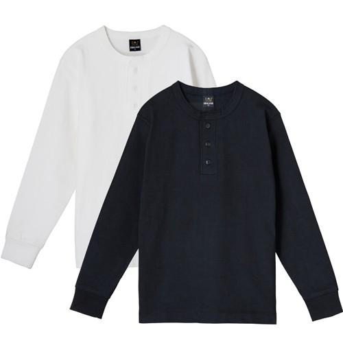 ヘンリーネック Tシャツ ヘビーウェイト コーマ糸 長袖 無地 ブラック ホワイト メンズ レディース 男女兼用 EAGLE STAR | EAGLE STAR（ファッション）