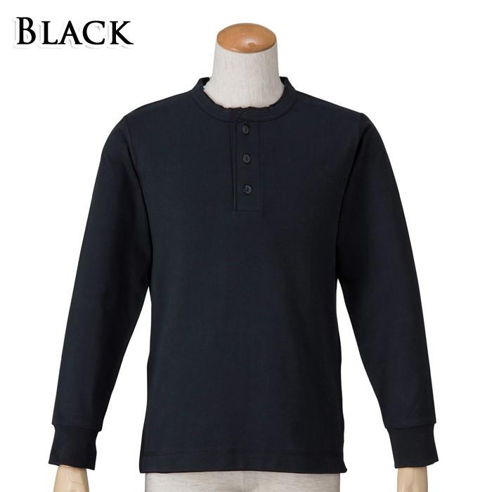 ヘンリーネック Tシャツ ヘビーウェイト コーマ糸 長袖 無地 ブラック ホワイト メンズ レディース 男女兼用 EAGLE STAR | EAGLE STAR（ファッション） | 01