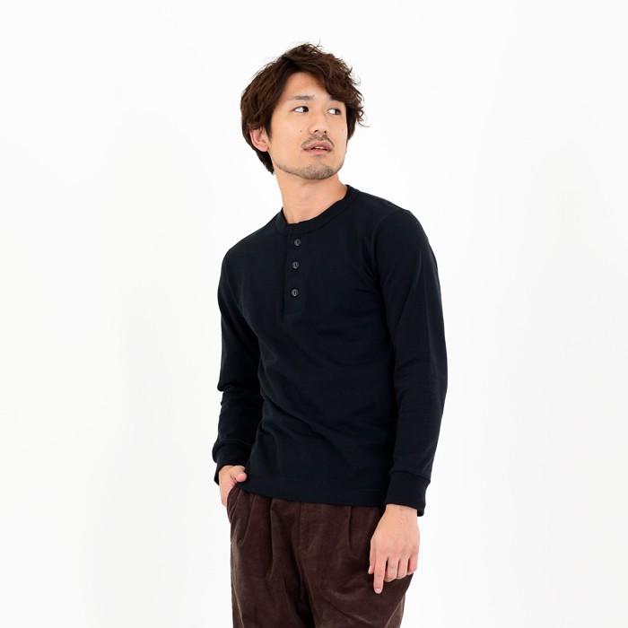 ヘンリーネック Tシャツ ヘビーウェイト コーマ糸 長袖 無地 ブラック ホワイト メンズ レディース 男女兼用 EAGLE STAR | EAGLE STAR（ファッション） | 07