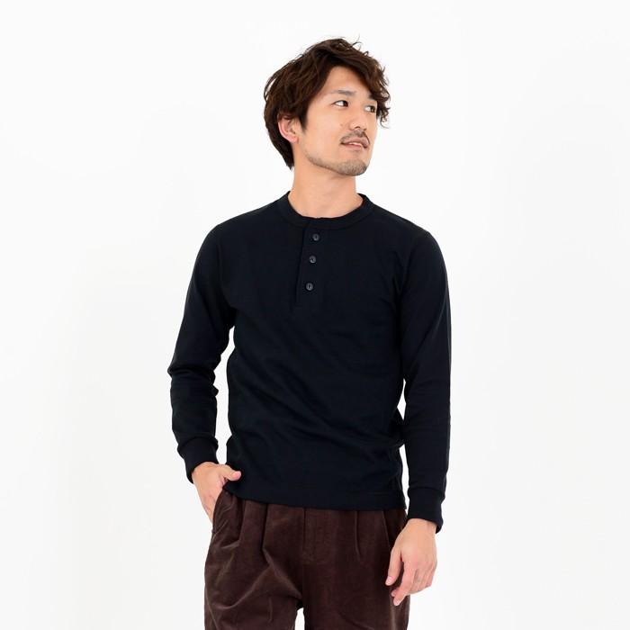 ヘンリーネック Tシャツ ヘビーウェイト コーマ糸 長袖 無地 ブラック ホワイト メンズ レディース 男女兼用 EAGLE STAR | EAGLE STAR（ファッション） | 08