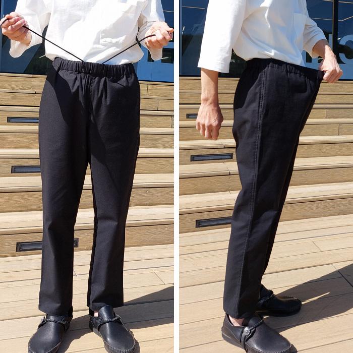 ソフト微ストレッチ テーパードパンツ ファッション ボトムス パンツ レディース メンズ 男女兼用 ユニセックス 日本製 黒 ブラック | EAGLE STAR（ファッション） | 06