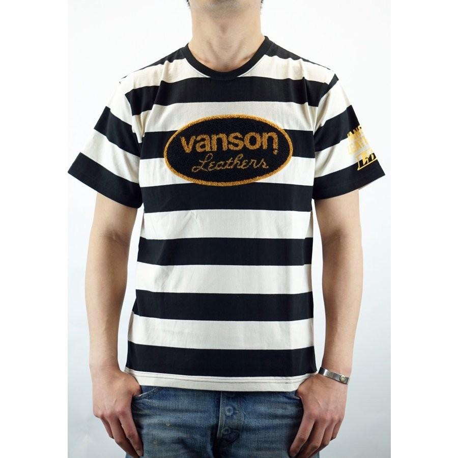 VANSON（バンソン） 定番 アイコン サガラ刺繍 ボーダー 半袖 Tシャツ