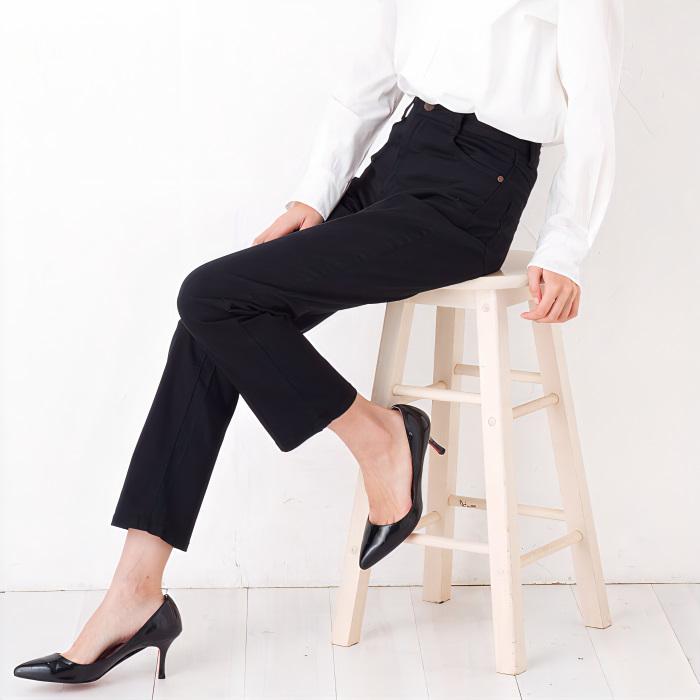 ツイル ストレッチパンツ ストレート レディース ファッション ボトムス パンツ 股上深め ゆったりフィット キャンセル返品交換不可 |  | 01