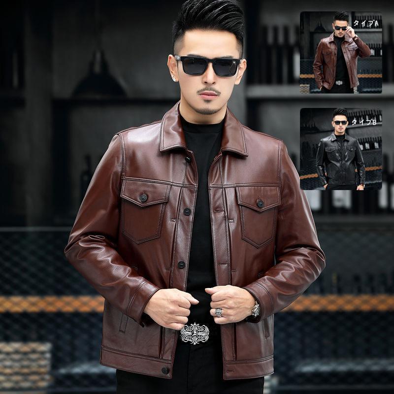 新製品は安い 本革ジャケット メンズ 上層牛革 ラペル オートバイ革服 トレンディ ハンサム レザージャケット 東京公式通販サイト Www Panetti Com Tr