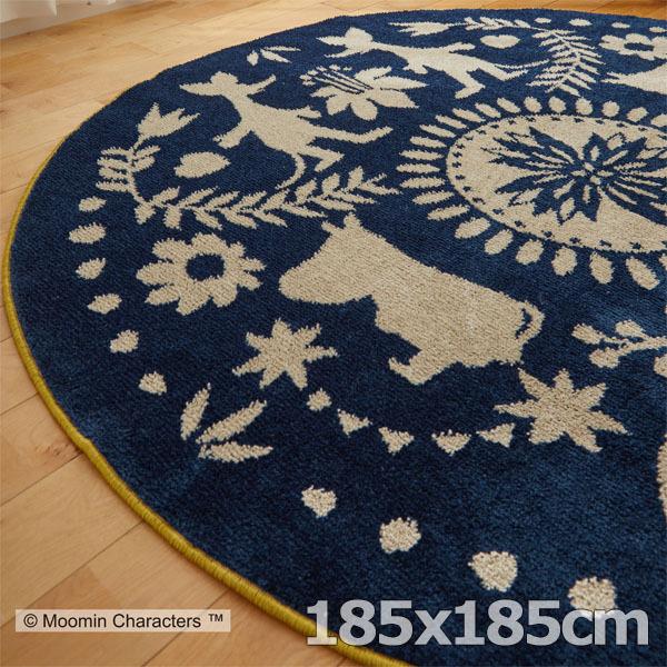 ラグ 円形  ムーミン ラグマット ラグ マット 185x185 丸 Ｍフォークラインラグ MOOMIN 日本製 | スミノエ | 05