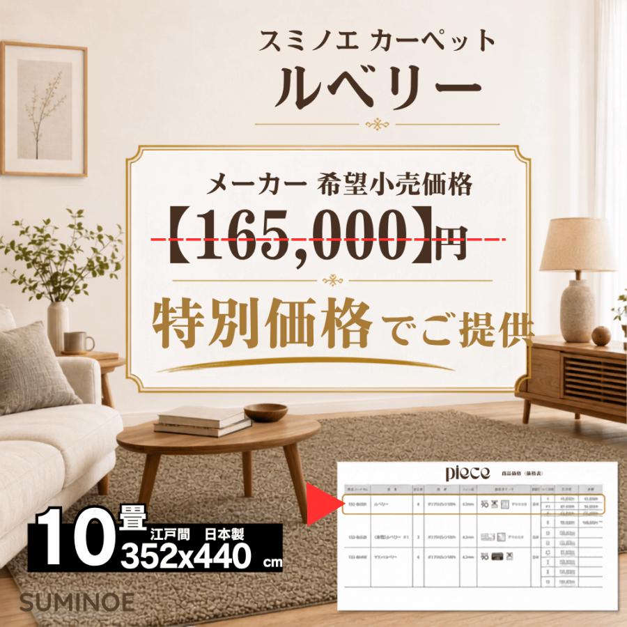 カーペット 10畳 厚手 変形加工代金込み 安い 北欧 おしゃれ 日本製 無地 ラグマット 352×440cm PRV | スミノエ | 24