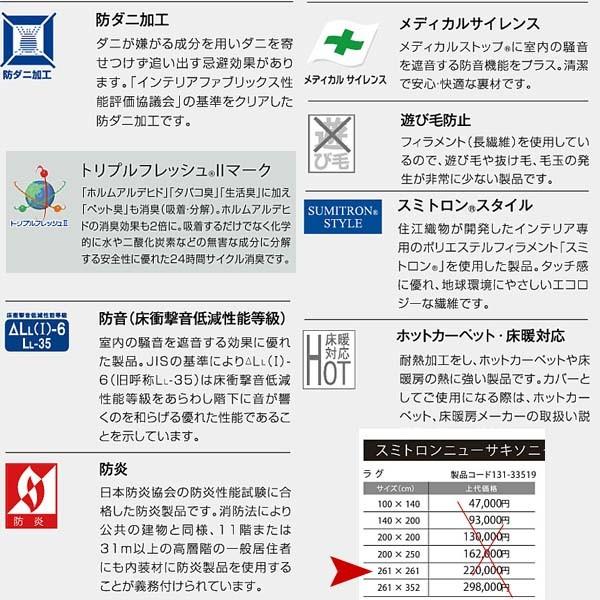 ラグ 4畳半 ラグマット カーペット おしゃれ 4畳半 滑り止め 厚手 北欧 オールシーズン 絨毯 日本製 261x261cm BSNX | スミノエ | 10
