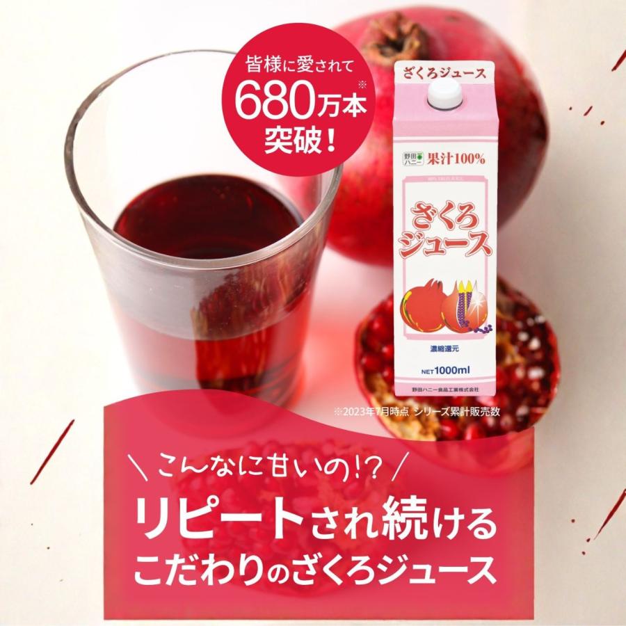 モカザクロジュース12本入　野田ハニー ざくろジュース100％(濃縮還元)1000ml×12本 無添加 ザクロジュース