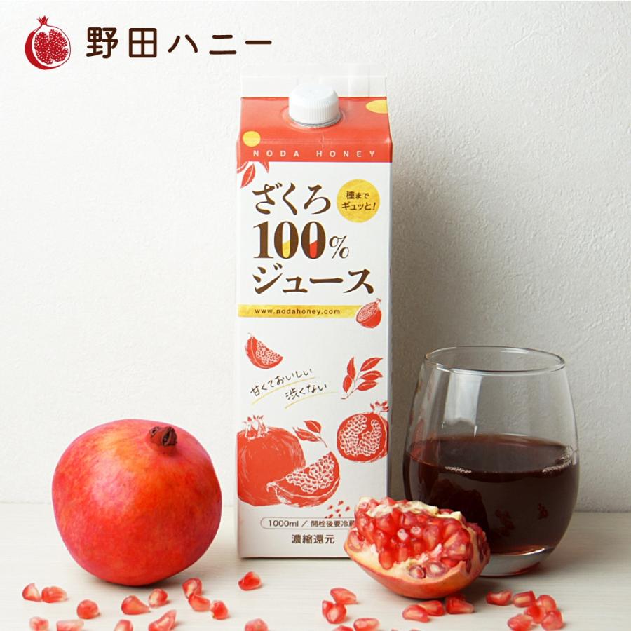 公式】美味しいざくろ100％ジュース(濃縮還元)1000ml×3本 野田ハニー