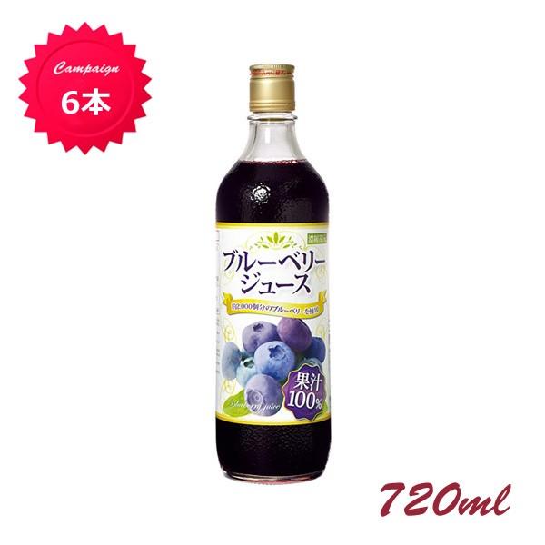ブルーベリージュース100％ 720ml×6本 野田ハニー ブルーベリー