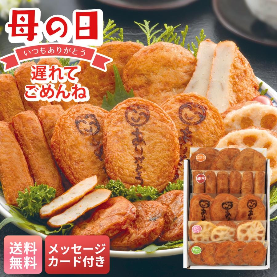 母の日 遅れてごめんね プレゼント 2026 母の日ギフト グルメ メッセージカード 松野下蒲鉾 ありがとう 焼印入り さつま揚げ 詰め合わせ さつまあげ FD12S（Yahoo!・NOEL-DECO）