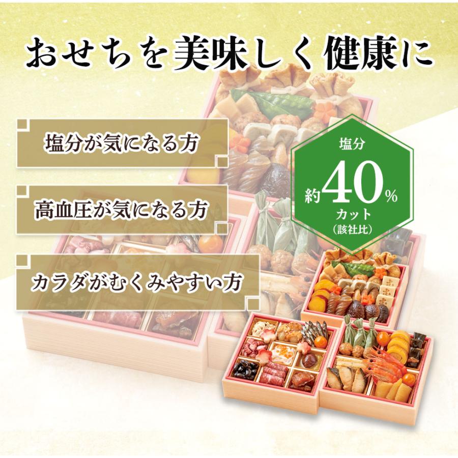 【北海道・沖縄・離島地域への配達不可】おせち 2024 おせち料理 お節 御節 和風おせち 減塩 約3人前 3段重 32品目 冷凍 京都「洙樂庵」減塩おせち「Q41-1W」OS｜noel-deco｜07