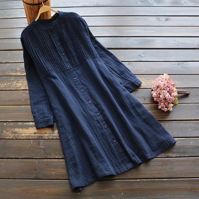 ワンピース レディース 50代 40代 きれいめ 秋冬 秋 冬 綿 無地 ノーカラー 長袖 ひざ丈 Aライン J Noel 通販 Yahoo ショッピング