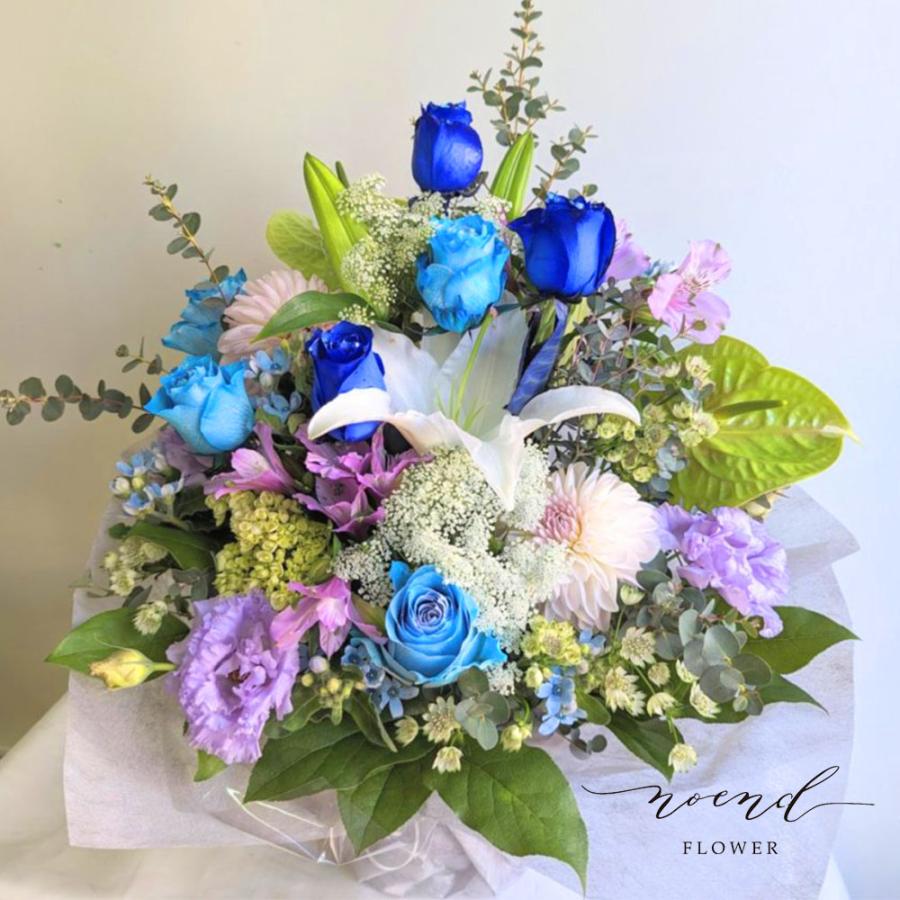青バラ 誕生日プレゼント ブルーローズ おまかせフラワーアレンジメントmサイズ 敬老の日 お祝い 開店祝い 周年祝い 記念日 Noendflower Ar016 Noendflower 通販 Yahoo ショッピング