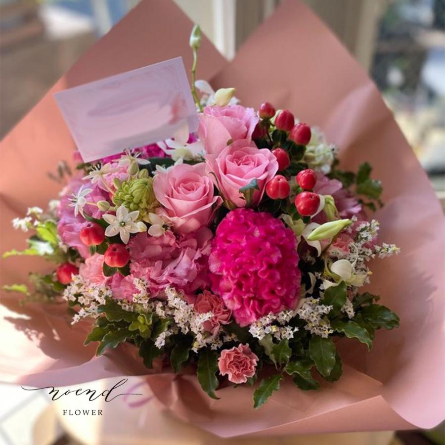 フラワーギフト 華やかピンク系フラワーアレンジメントSサイズ 誕生日