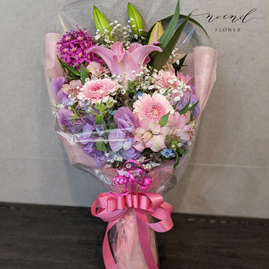 花ギフト ユリ入りおまかせ花束 誕生日プレゼント 退職祝い 送別