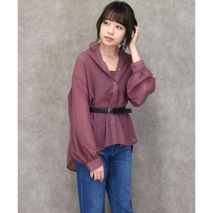 レディース シャツ ブラウス ベージュ ピンク ブラック ノーカラー シアー素材 プチプラ 大人カジュアル 透け感 秋色 秋服 洋服 韓国ファッション 147n Nofallsango 通販 Yahoo ショッピング