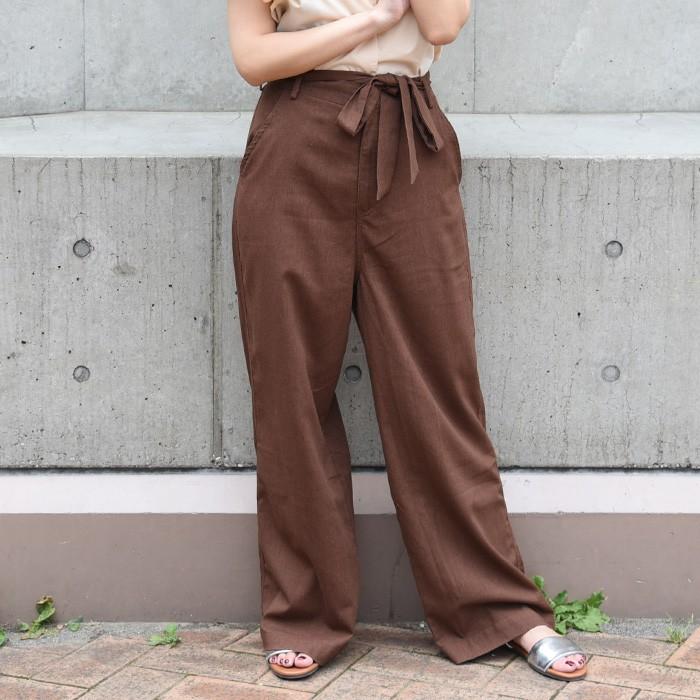 ワイドパンツ リボンベルト レディース 洋服 かわいい オシャレ ベージュ アイボリー ブラウン ベルト付き 履きやすい トレンド プチプラ サンゴ Sango nc1685 Nofallsango 通販 Yahoo ショッピング