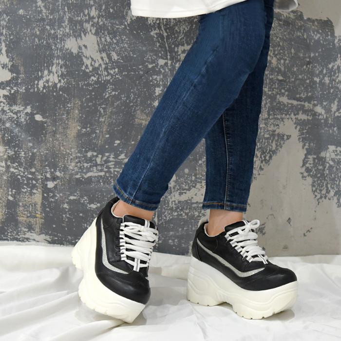 シューズ スニーカー レディース ダッドスニーカー 厚底 原宿系 インスタ映え 可愛い おしゃれ ブラック 黒 シルバー ホワイト 98nsl Nofallsango 通販 Yahoo ショッピング
