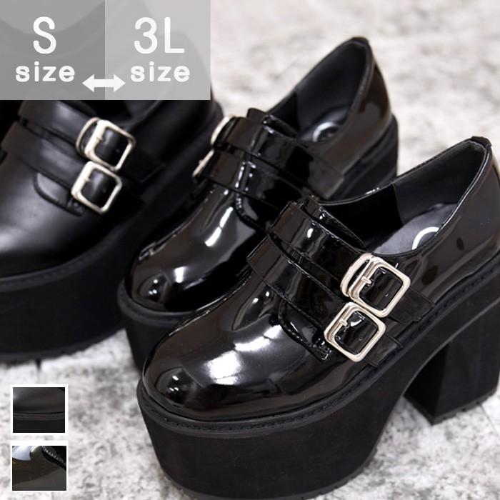 靴 シューズ レディース 厚底 マニッシュ ストラップ ベルト タンクヒール 黒 履きやすい 個性的 ダブルベルト ブラック 黒 合皮 原宿 コスプレ 盛れる 98nm Nofallsango 通販 Yahoo ショッピング