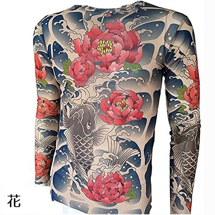 タトゥーTシャツ ロングスリーブ Tシャツ 長袖 入れ墨風 メンズ 欧米風