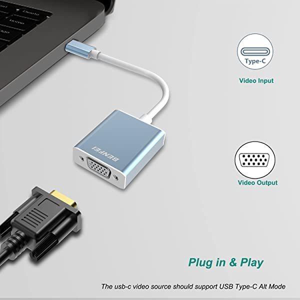 最大84%OFFクーポン USB-C-VGAアダプター Benfei Thunderbolt USB Type C -VGAアダプター  Appleの新しいMacBookと互