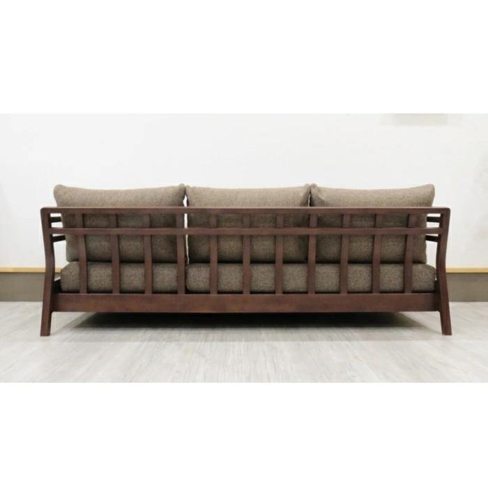 ソファー 3人掛け 木枠フレーム 幅190cm 格子 ラバーウッド 天然木