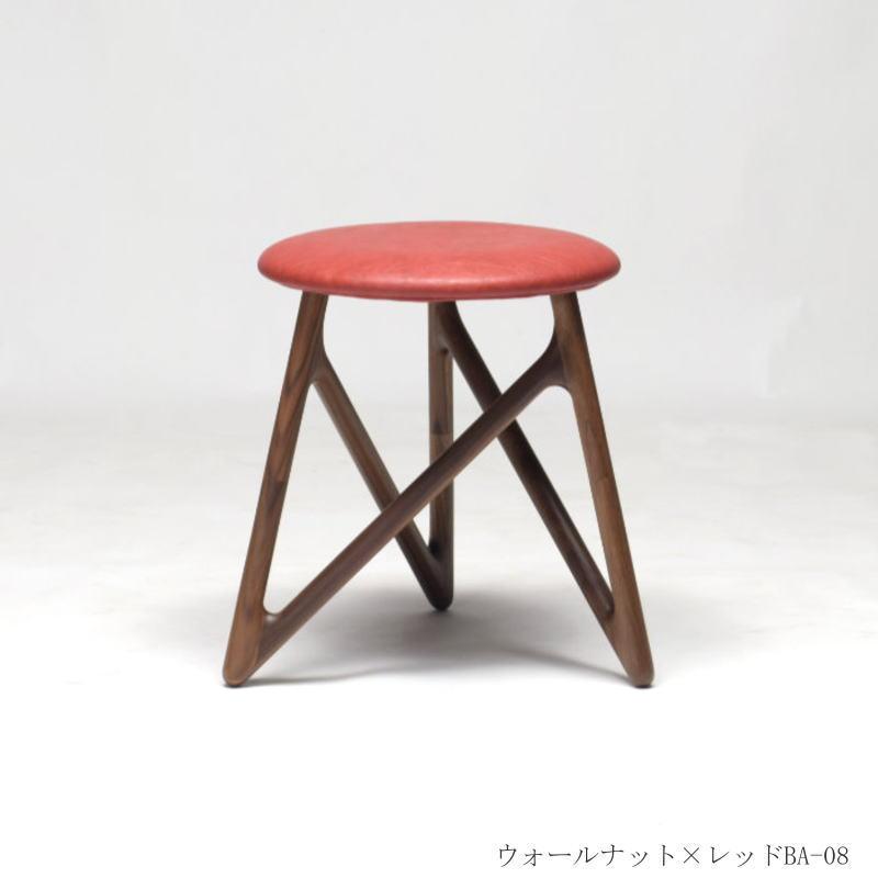 スツール 椅子 チェア チェアー 幅42.4cm 植物の有機的なデザイン 天然木無垢材 オイル塗装 セレクトオーダー 素材が選べる 張地が ウォールナット オーク_6