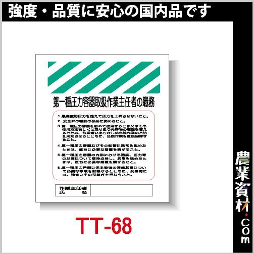 【安全興業】単管垂幕 TT-68 「第一種圧力容器取扱作業主任者の職務」｜nogyo-shizai