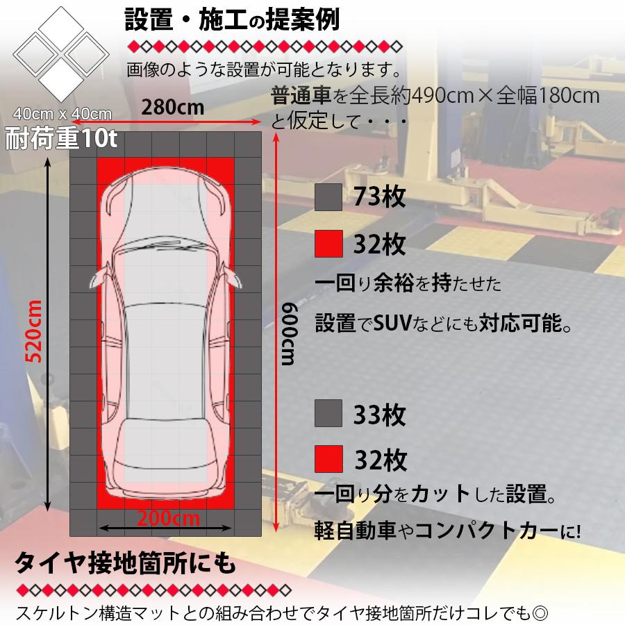 ガレージタイル 【穴なし】 ガレージマット 20枚セット 40cm×40cm×1.8cm はめ込み 置き敷き バイク 車 自転車 駐車場 屋外 屋内 ガーデニング NP-030 区分80S
