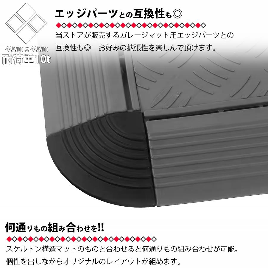 ガレージタイル 【穴なし】 ガレージマット 20枚セット 40cm×40cm×1.8cm はめ込み 置き敷き バイク 車 自転車 駐車場 屋外 屋内 ガーデニング NP-030 区分80S