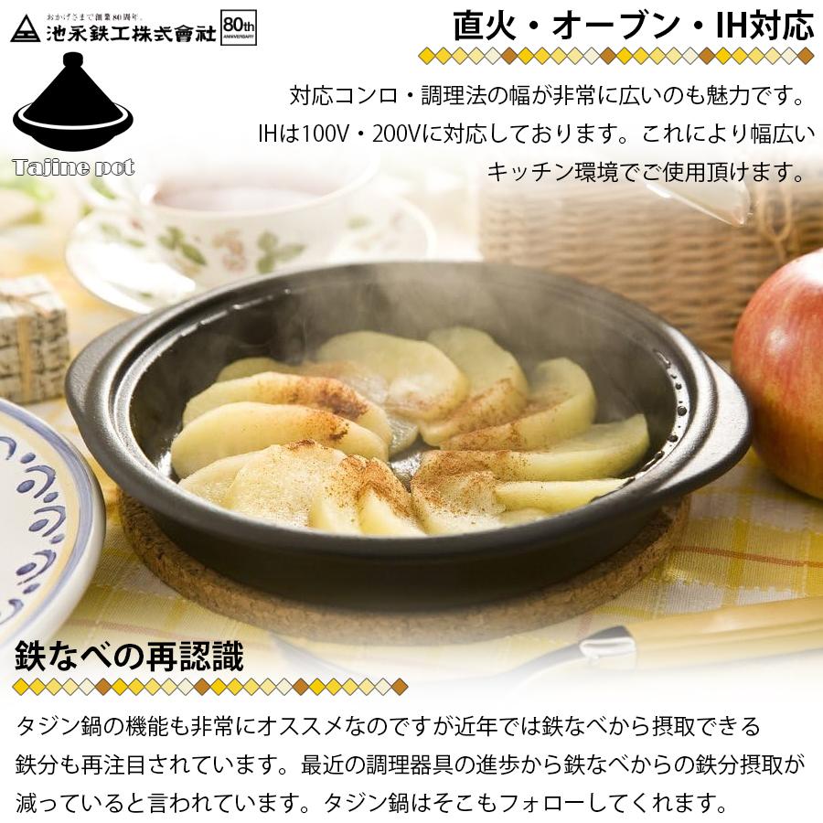 池永鉄工 1671101 IHタジン鍋20c m 鍋 白 直火 オーブン エスニッ ク