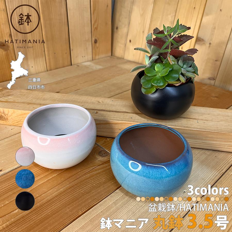 陶翠鉢　盆栽鉢　2点セット⑤ HATIMANIA 鉢マニア 丸 3.5号 盆栽鉢 水が抜けやすい 小さい 小サイズ