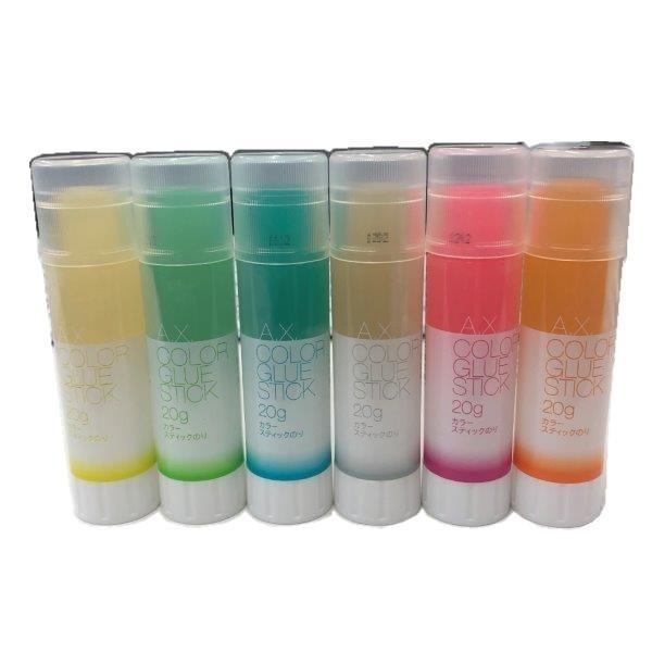 12本セット AX 強粘着 カラースティックのり 20g 全6色 区分60Y