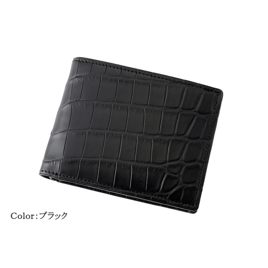 メンズ 財布 二つ折り 小銭入れなし CYPRIS クロコダイル キプリス コレクション マットクロコダイル 純札 本革 鰐革 レザー 日本製 4191の画像