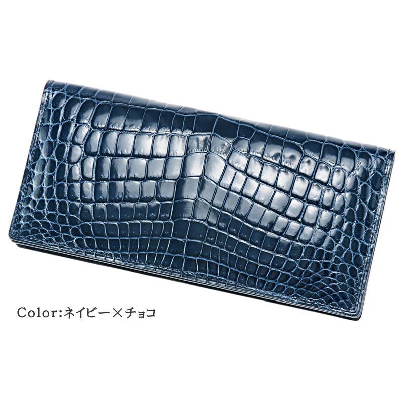 財布 メンズ 長財布 本革 小銭入れなし CYPRIS キプリスコレクション 艶クロコダイル ＆ シラサギレザー 通しマチ 束入 鰐革 レザー 日本製 4260の画像