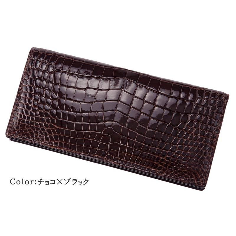 財布 メンズ 長財布 本革 小銭入れなし CYPRIS キプリスコレクション 艶クロコダイル ＆ シラサギレザー 通しマチ 束入 鰐革 レザー 日本製 4260の画像
