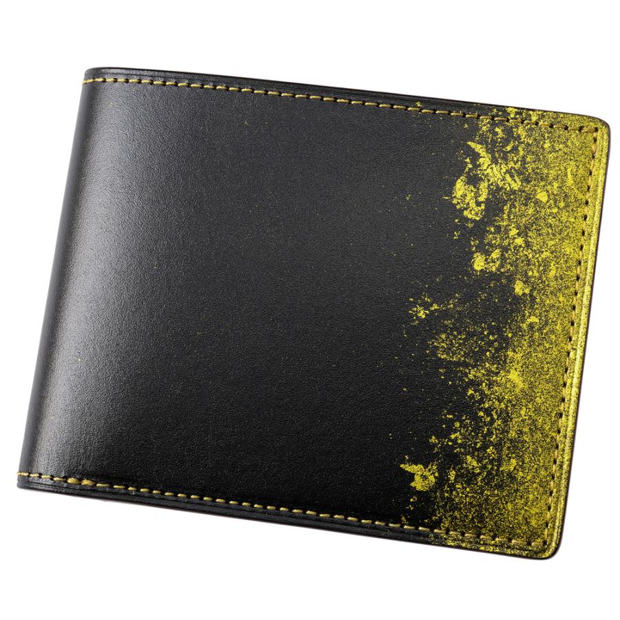 財布 メンズ 二つ折り 本革 日本製 小銭入れあり キプリス URUSHI HAKU 漆 金箔 CYPRIS jaCHRO Leather 4758の画像